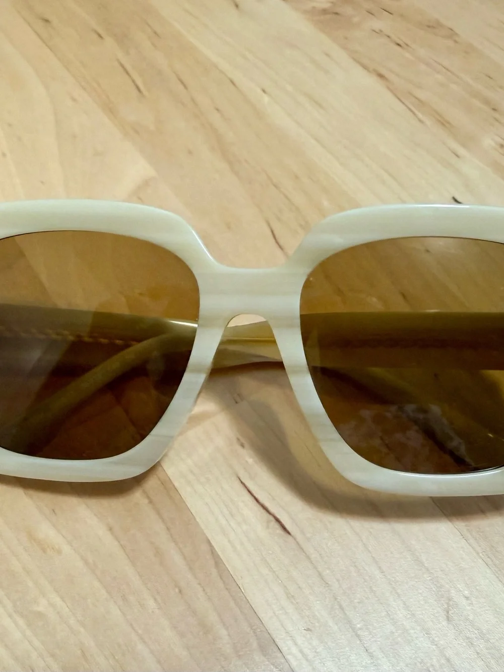 Tory Burch Oversized Square Sunglasses - Cream Frame, Brown Lenses